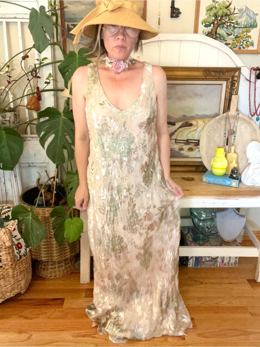 Vintage Alex Evenings Sequin Floral Lace Beaded Formal Gown Dress Size 18 Euro - Picture 2 of 13